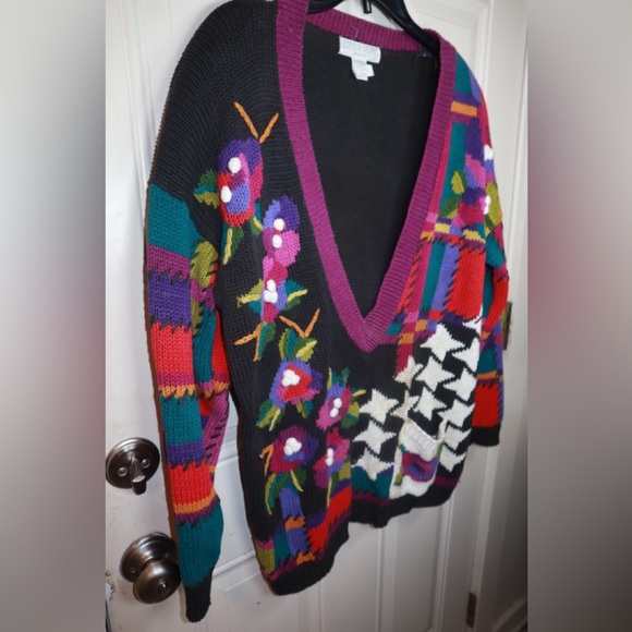 Vintage REBECCA STONE Deep V-Neck Sweater size large - Picture 3 of 4
